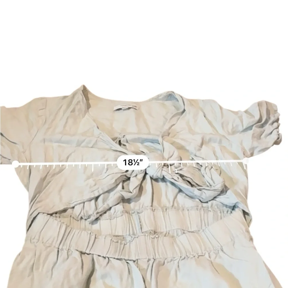 Thakoon Mint Green Romper Women’s Size 10 Linen‎ Blend Tie Front Elastic Waist - Picture 10 of 13